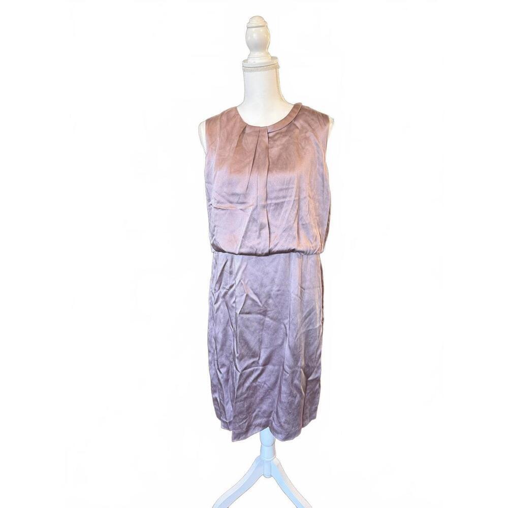 Boss Sleeveless Satin Midi Dress in Dusty Rose, Size 12 NWT